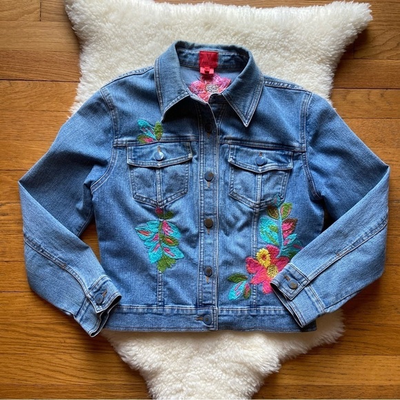 Vera Bradley Jackets & Blazers - Very Vera Flower Embroidered Jean Jacket